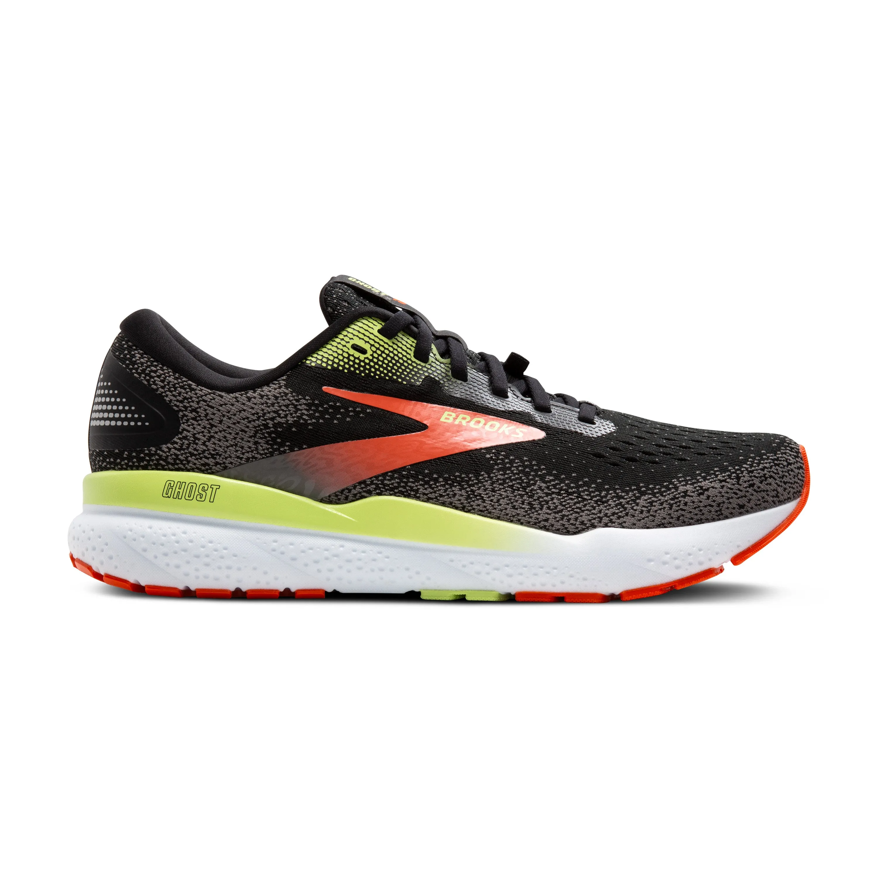 Running Shoes For Race MEN'S GHOST 16 GTX - D - 049 BLACK/MANDARIN RED/GREEN