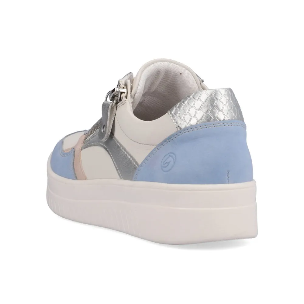 Discount Casual Shoes Remonte Kendra 01 Aqua/Off White Leather Sneaker (Women's)