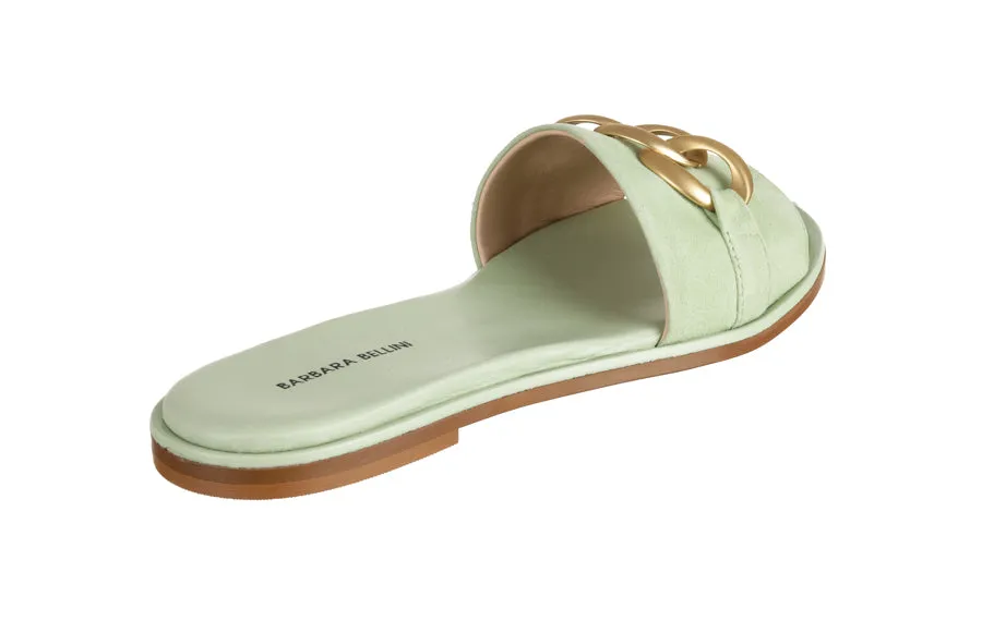 Bb Chainlink Green Peep Toe Slides