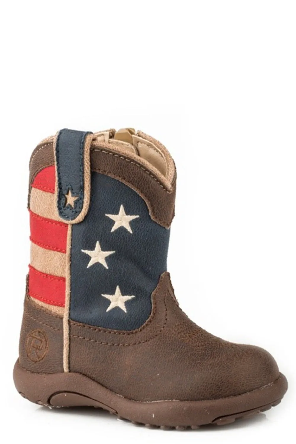 Suede Chukka Boots Roper Infant Unisex Cowbabies American Patriot Brown Multi Faux Leather Cowboy Boots