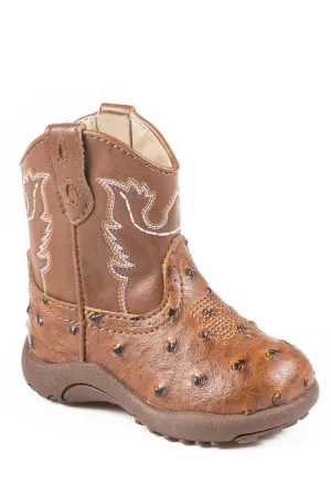 Roper Infant Unisex Cowbabies Bumps Tan Faux Leather Cowboy Boots Fox Head Boots