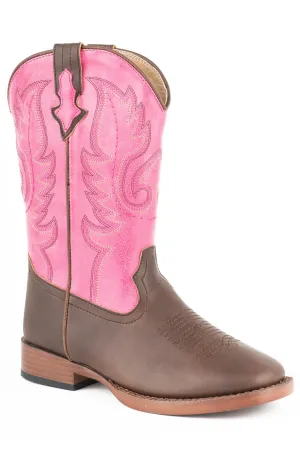 Tractor Supply Cowgirl Boots Roper Kids Girls Texsis Pink/Brown Faux Leather Cowboy Boots