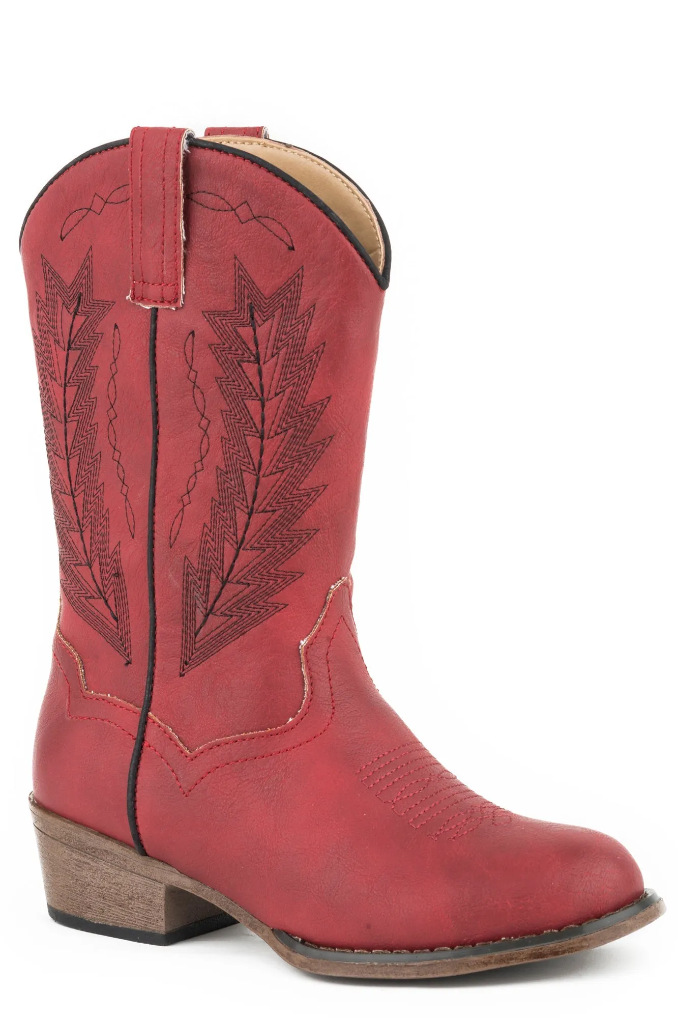 Hunting Roper Kids Unisex Taylor Red Faux Leather Cowboy Boots