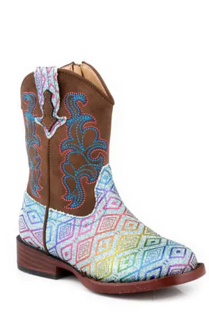 Elliott Boots Roper Toddler Girls Glitter Maya Brown Multi Faux Leather Cowboy Boots