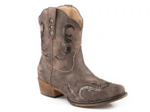 Knee High Block Heel Boots Roper Womens Ida Brown Faux Leather Cowboy Boots