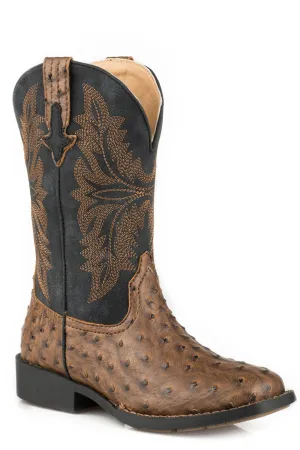 Fishnet Boots Roper Youth Unisex Jed Brown/Black Faux Leather Cowboy Boots