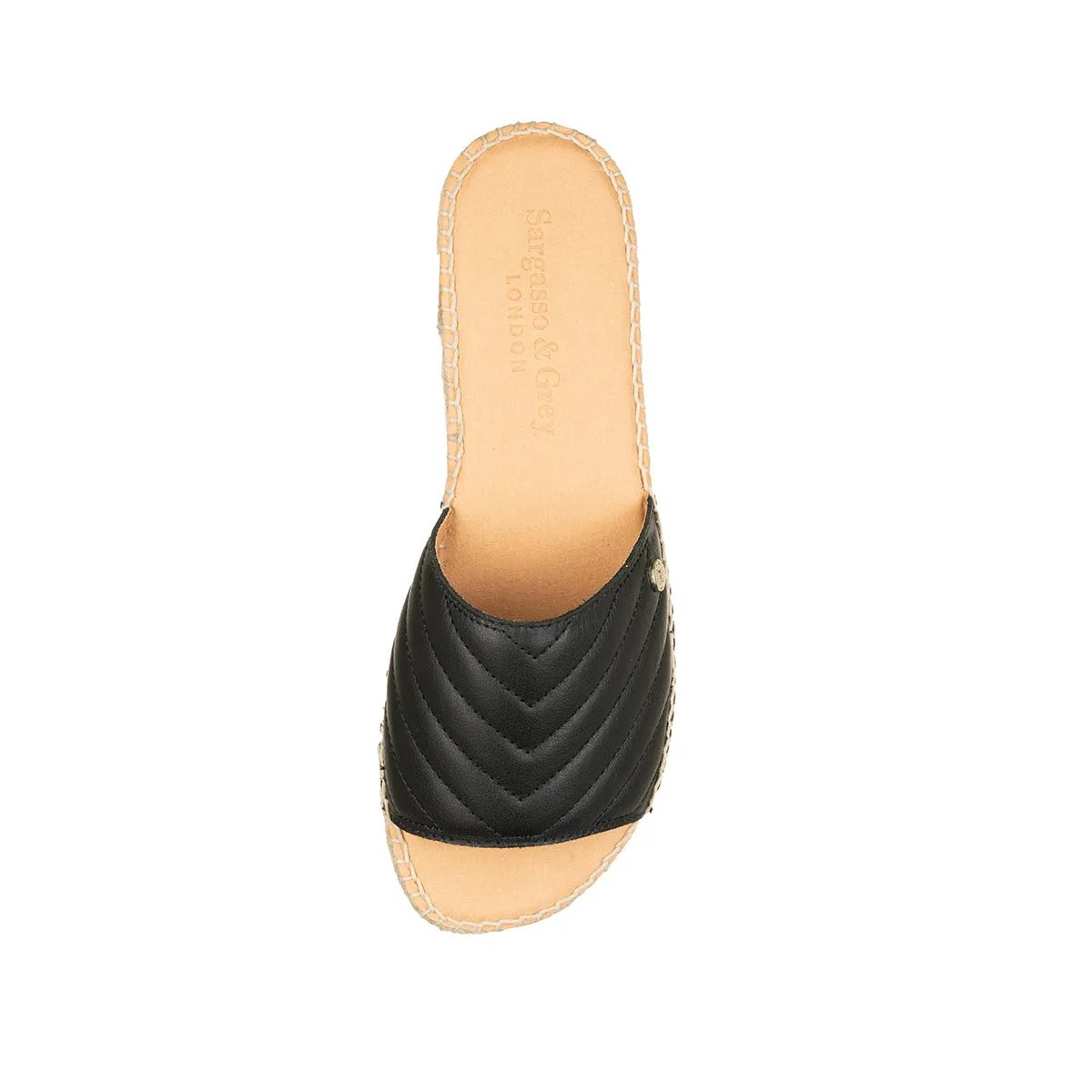 Sarah Wide Fit Espadrille Sandals - Black Quilted Leather Best Shearling Slippers