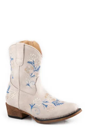 Snakeskin Ankle Boots Roper Girls Riley Floral White Faux Leather Cowboy Boots