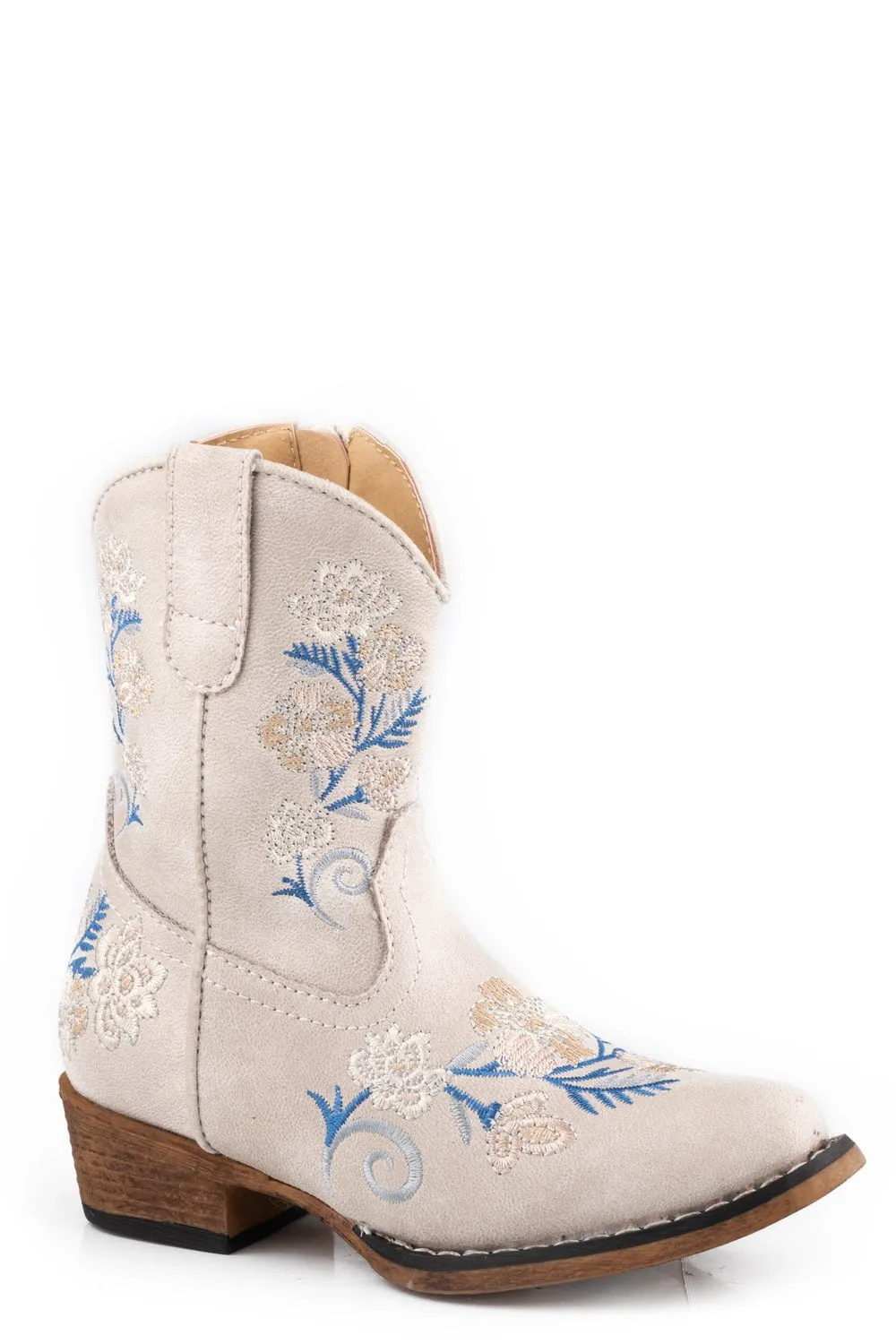 Rubber Boots With Wide Calves Roper Girls Riley Floral White Faux Leather Cowboy Boots