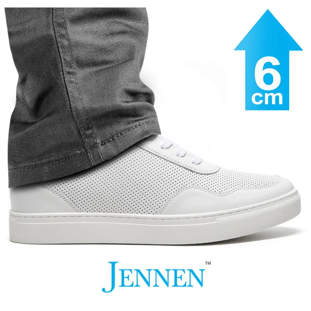 P448 Tennis Shoes Mr. Nadal 6cm | 2.4 Inches Height Boost | Classic All White Elevator Sneakers