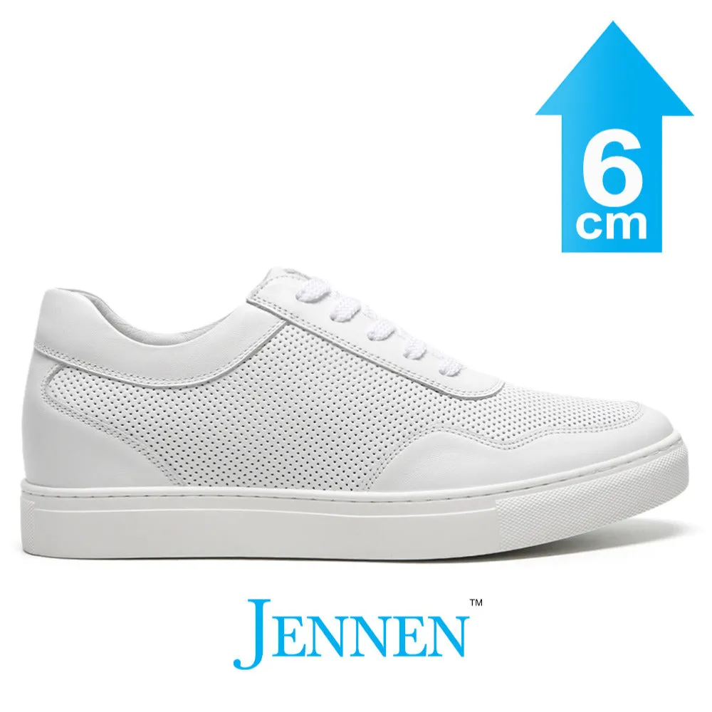 Mr. Nadal 6cm | 2.4 Inches Height Boost | Classic All White Elevator Sneakers Tennis Shoes Wide Toe Box