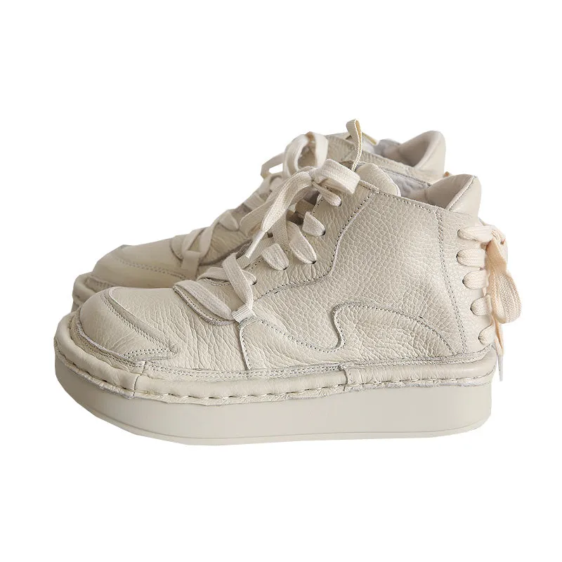 Women Retro Cowhide Handmade Thick Sole Casual Boots Le Chameau Short Rain Boots