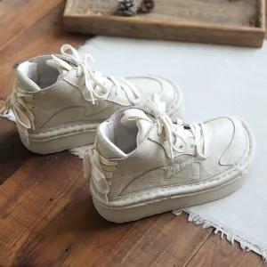 Rain Boots Band Women Retro Cowhide Handmade Thick Sole Casual Boots