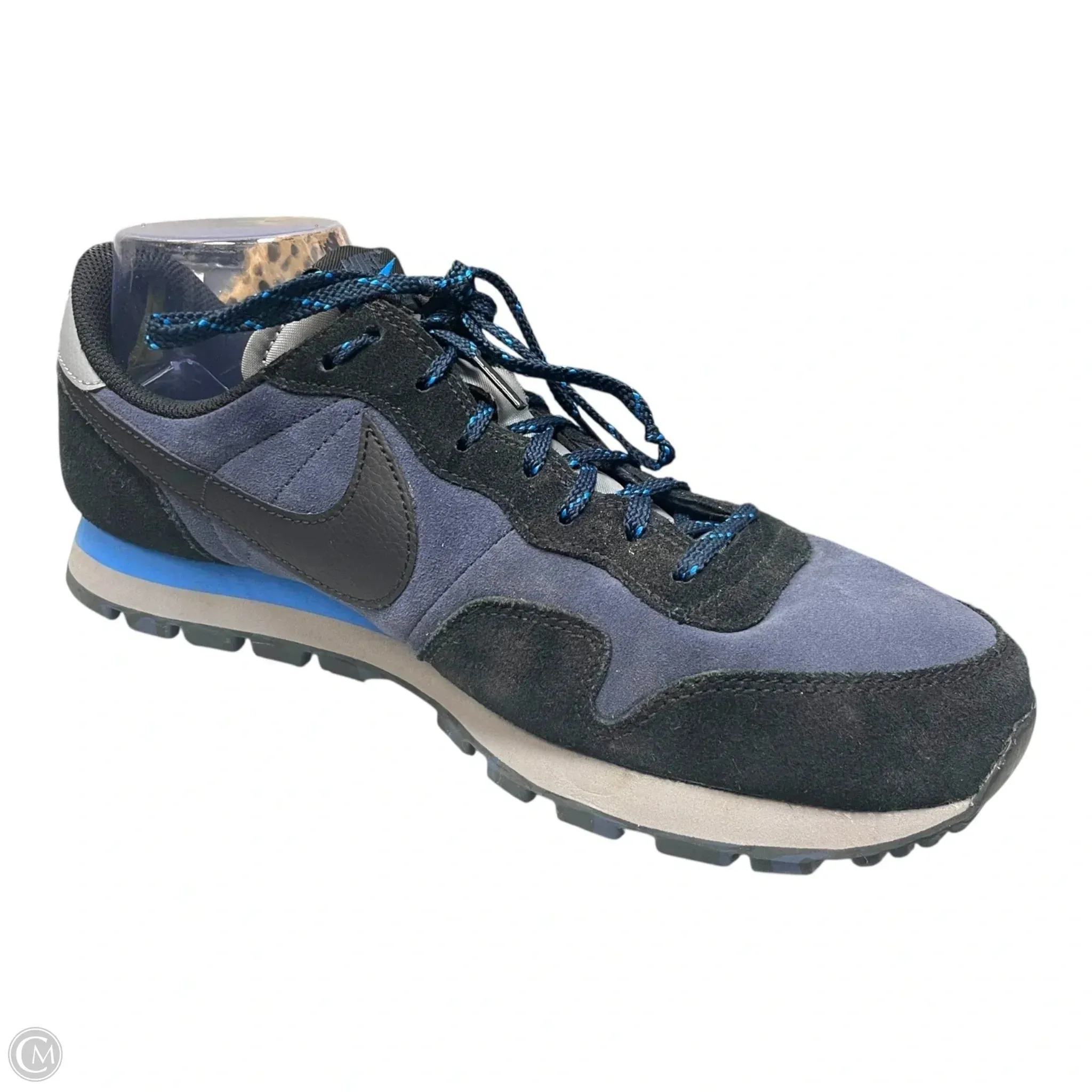 Leather Nike Tennis Shoes Shoes Athletic By Nike In Black & Blue, Size: 10.5