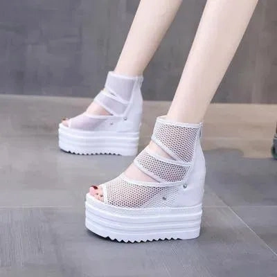 Sexy Flat Sandals Peep Toe Ankle Wedge Shoes
