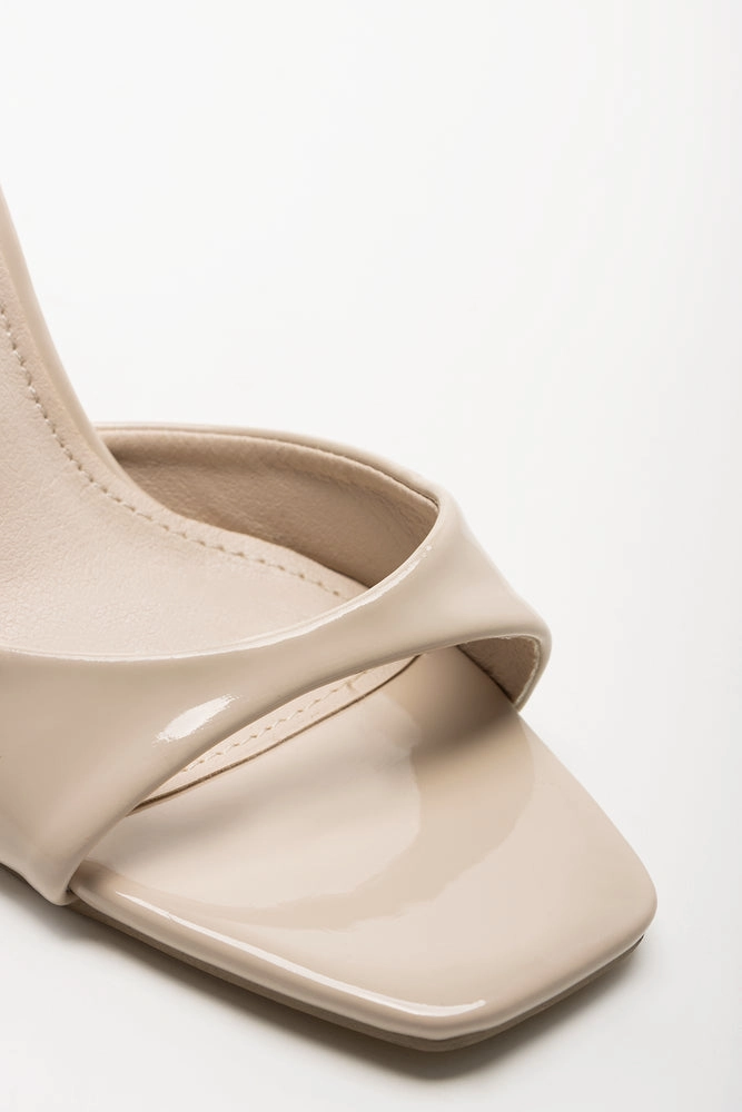 Patent Sandal Heels Natural White High Heel Sandals