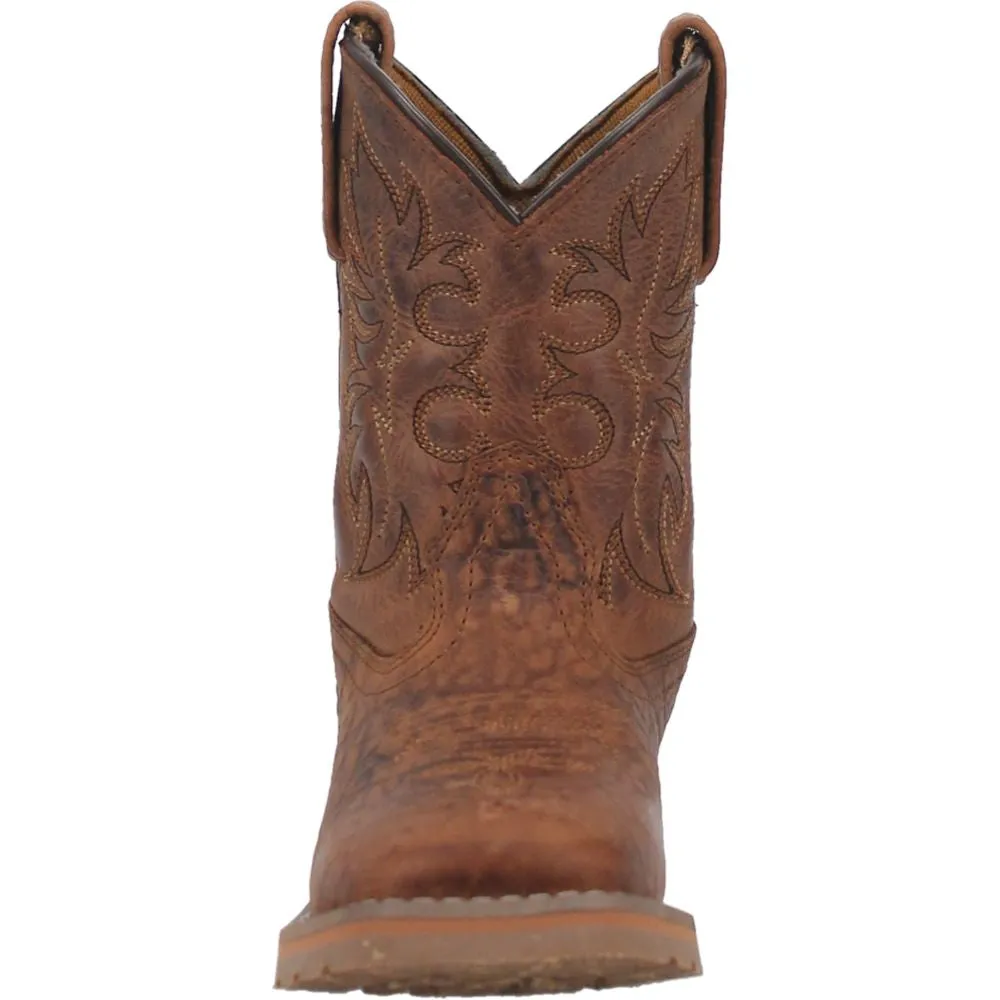 'Dan Post' Children's 8" Durant Jr. Western Square Toe - Rust Brown (Sizes 8.5C-3Y) Tall Boots Wide Calf