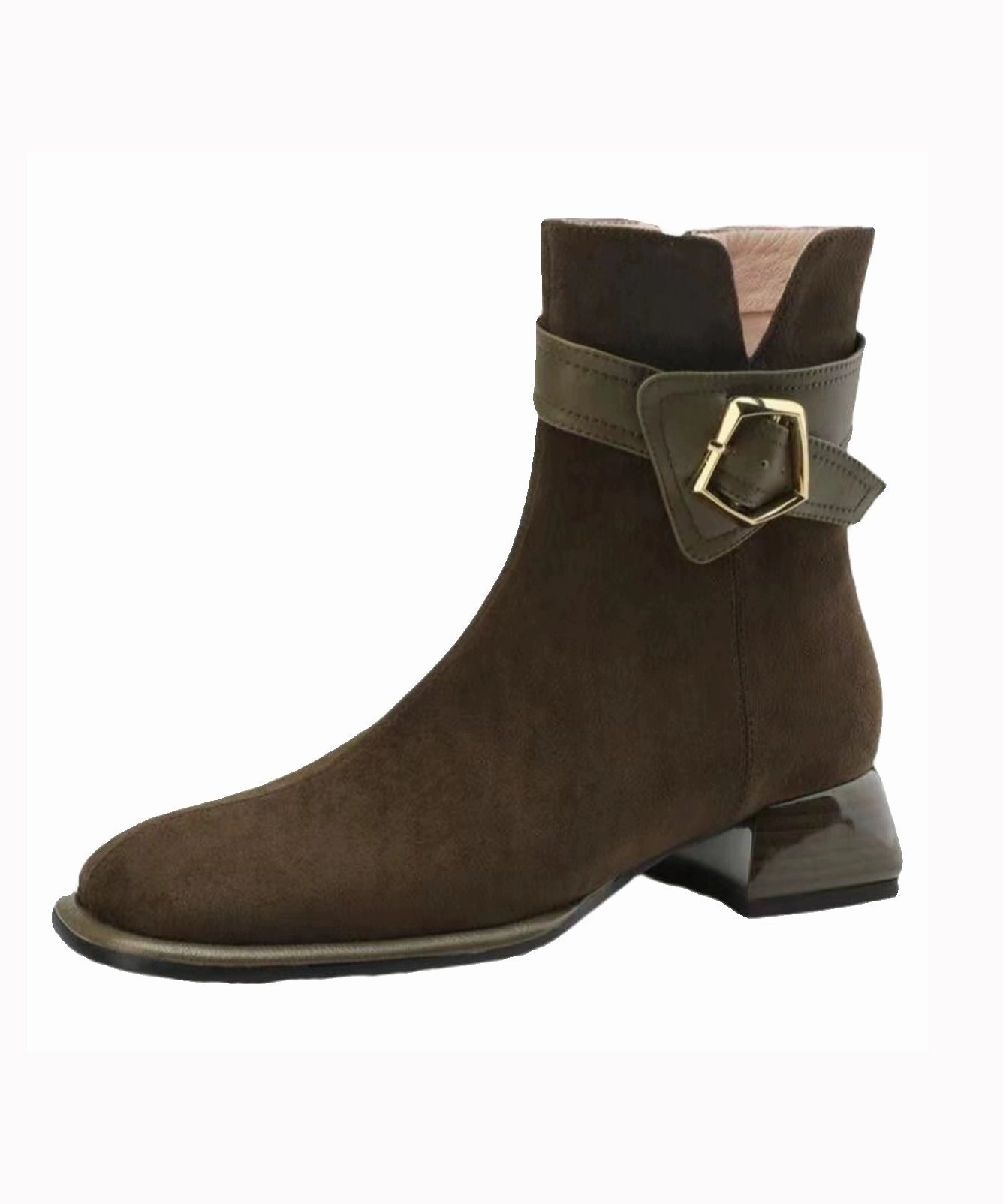 Women Fashion Splicing Chunky Boots Black Suede RD009 Xtra Tuff Rain Boots