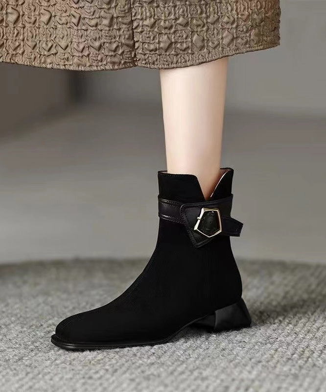 Jimmy Choo Rain Boots Sale Women Fashion Splicing Chunky Boots Black Suede RD009