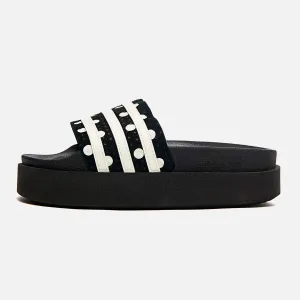 Women's Adidas Adilette Bold Platform Slides - Black Striped Slippers