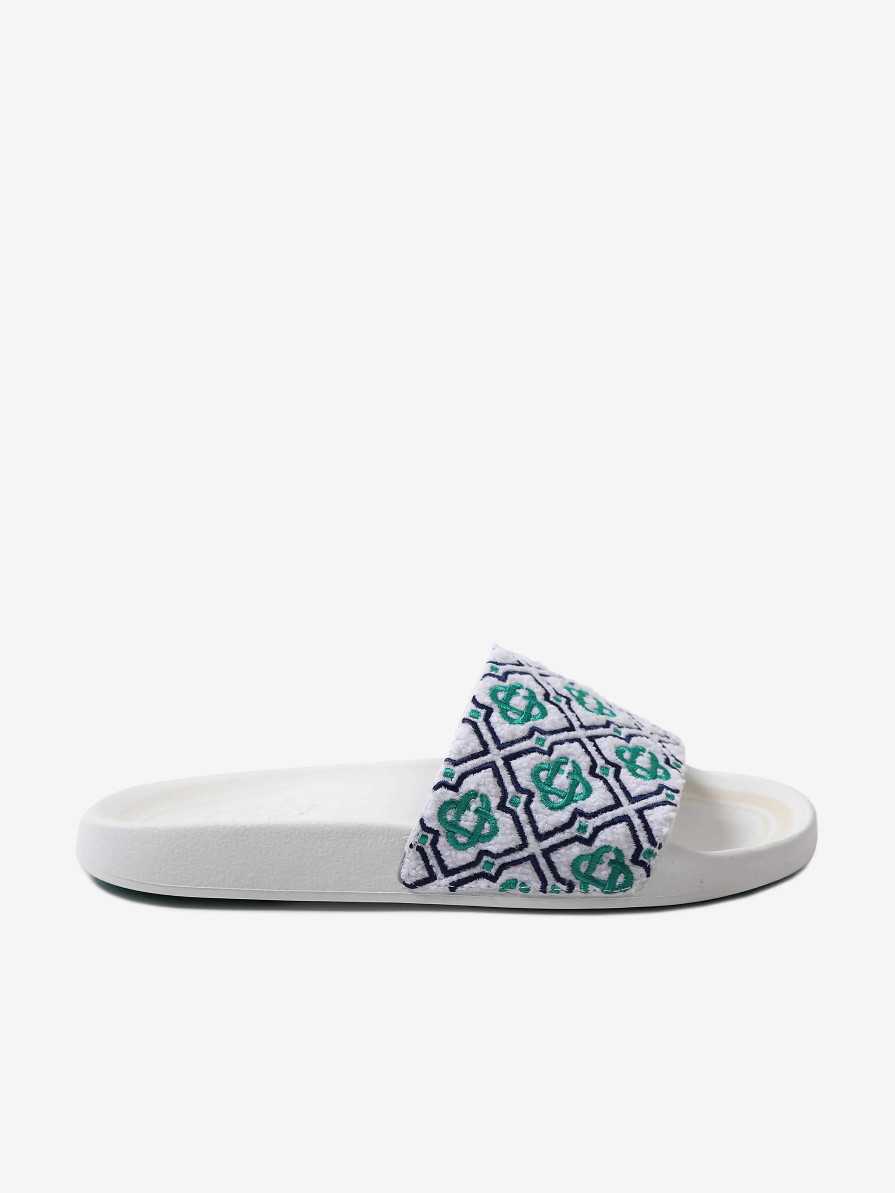 Acorn House Slippers Casablanca Kids Embroidered Terry Monogram Sliders in Blue
