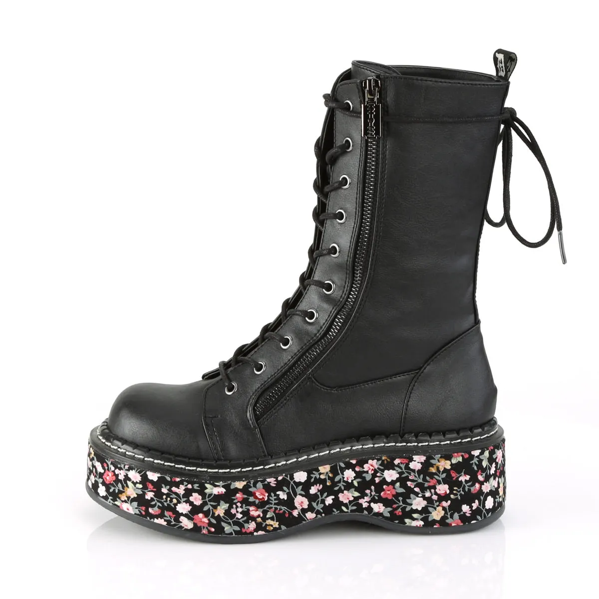Tough 1 Thick Gum Rubber Slip-on Bell Boots Large 2 Inch Platform EMILY-350 Black Floral
