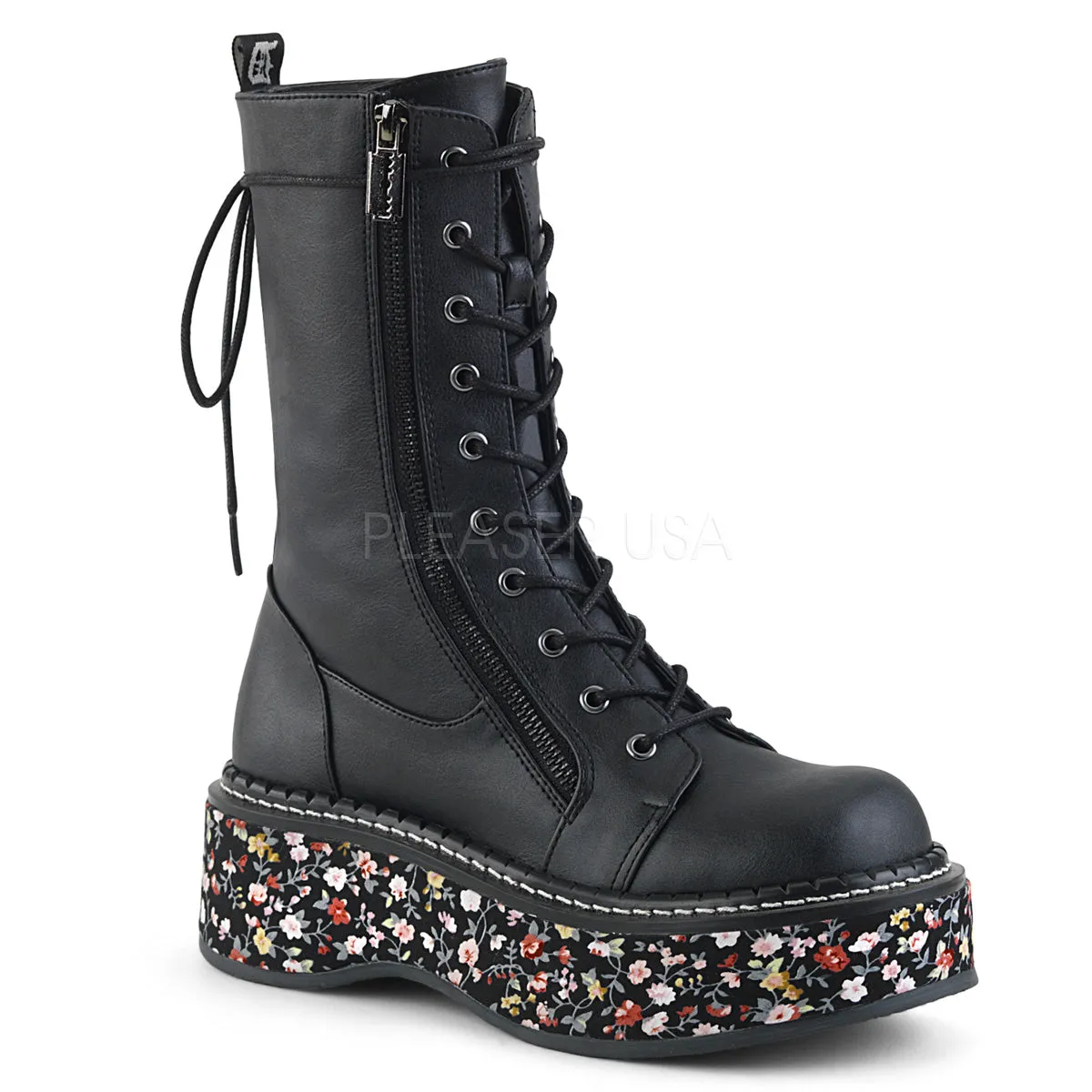 2 Inch Platform EMILY-350 Black Floral Fashion Western Boots