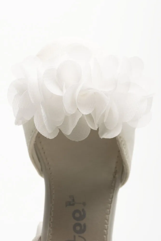 Eddie Bauer Sandals Chiffon Flower Heels White