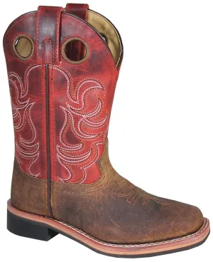 Ariat Safety Toe Boots 'Smoky Mountain' Children's Jesse Western Square Toe - Brown / Burnt Apple