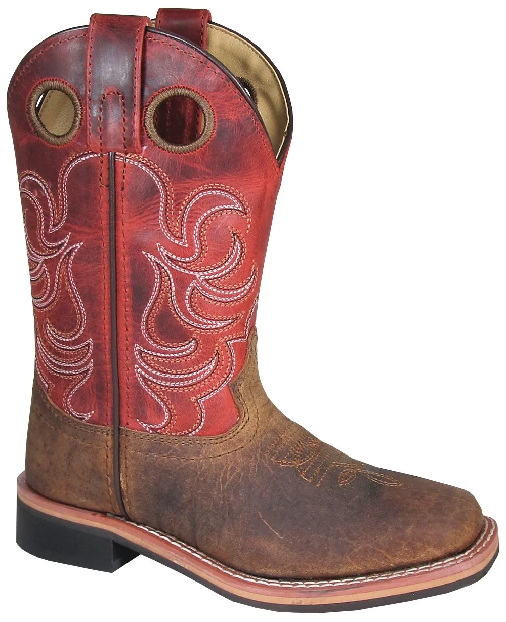 'Smoky Mountain' Children's Jesse Western Square Toe - Brown / Burnt Apple Fishskin Boots