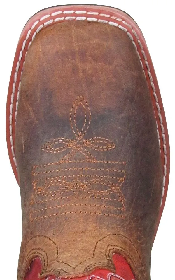 Inexpensive Cowgirl Boots 'Smoky Mountain' Children's Jesse Western Square Toe - Brown / Burnt Apple