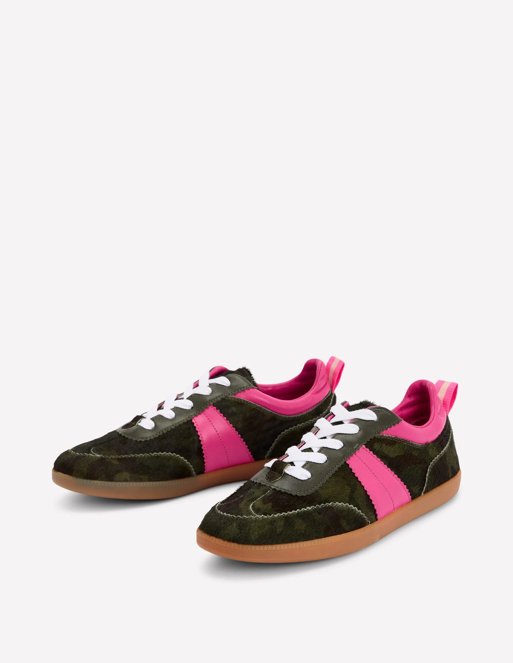 Black And White Tennis Shoes Erin Retro Tennis Trainers-Camo/Pink Peony
