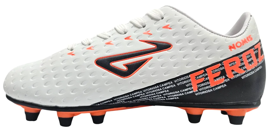 Nomis Kid's Feroz White/Black Football Boots European Soccer Cleats