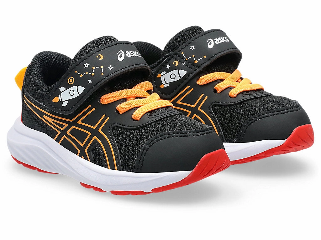 Asics Kid's Contend 9 Hook N' Loop Ts Black/Orange Running Shoes Asics Shoe Rotation