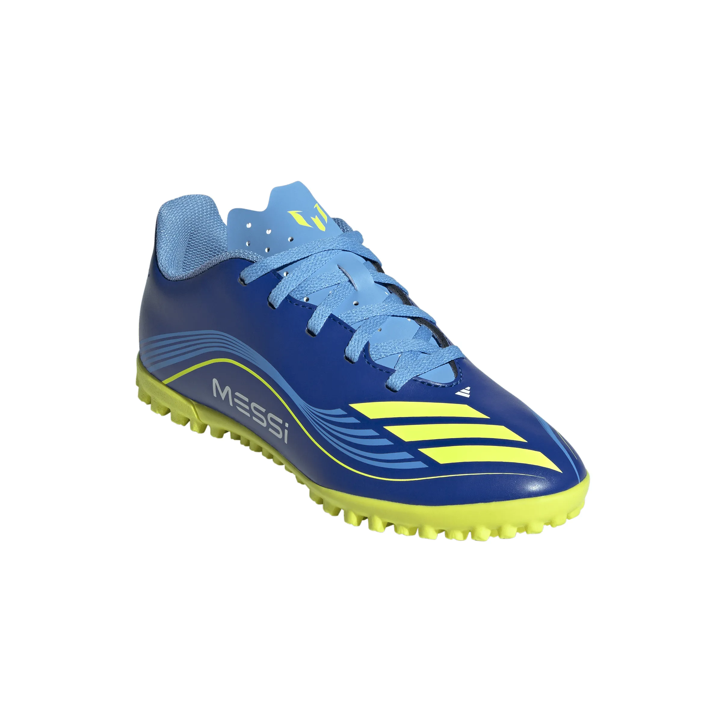 adidas F50 Club MESSI TF Turf Junior- Team Royal Blue/ Solar Yellow/ Semi Blue Burst Tiempo 94 Soccer Cleats