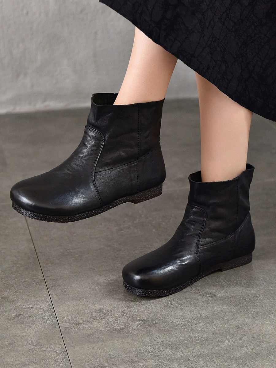 Autumn Women Soft Boots Leather Heel Low Genuine Clear Rubber Rain Boots