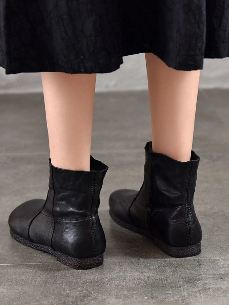 Autumn Women Soft Boots Leather Heel Low Genuine Honey Bee Rain Boots