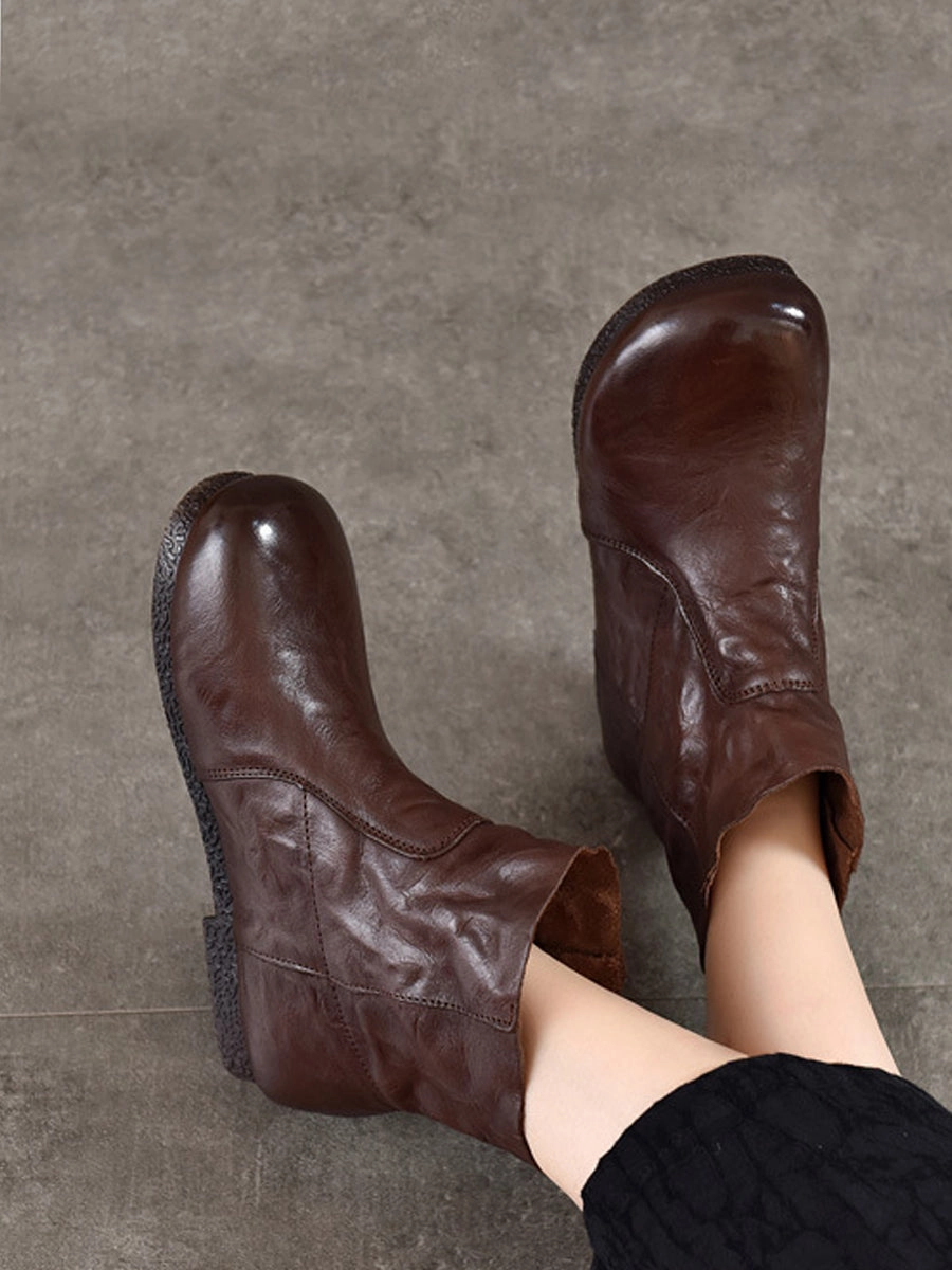 Autumn Women Soft Boots Leather Heel Low Genuine Youth Size 5 Rain Boots