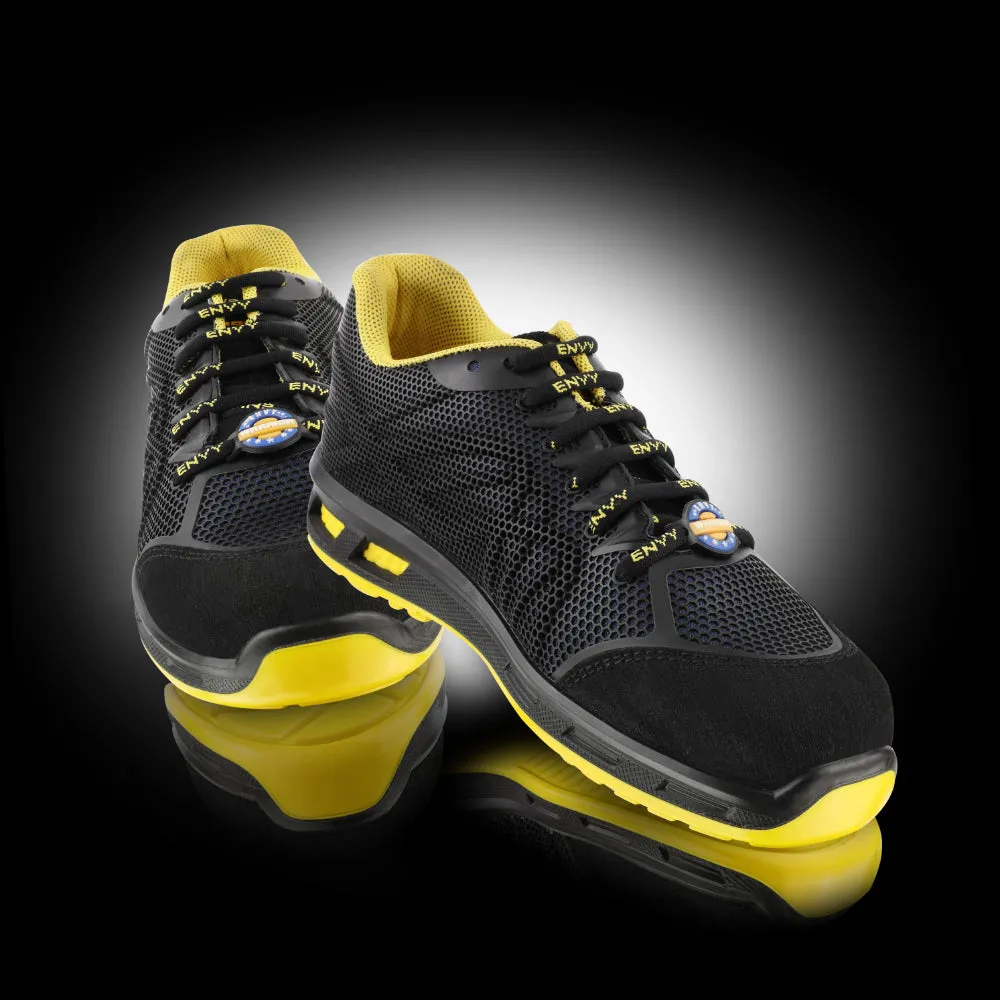 Boots From Dora Warrior Black & Yellow Genuine Leather Fiber Glass Toe Safety Shoes for Men CYGNUS By Liberty