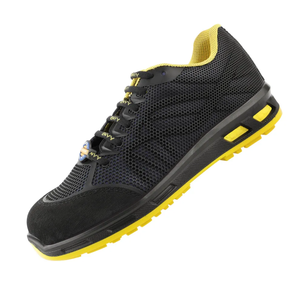Lugz Boots Warrior Black & Yellow Genuine Leather Fiber Glass Toe Safety Shoes for Men CYGNUS By Liberty