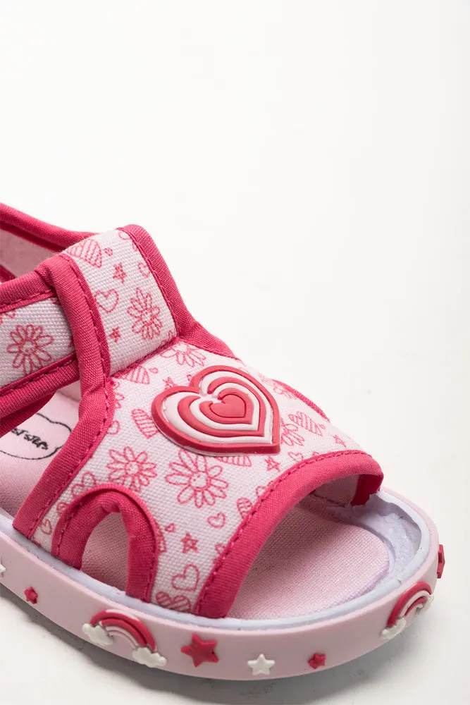 Heart Sandals Pink Leather Gazele Heeled Sandals