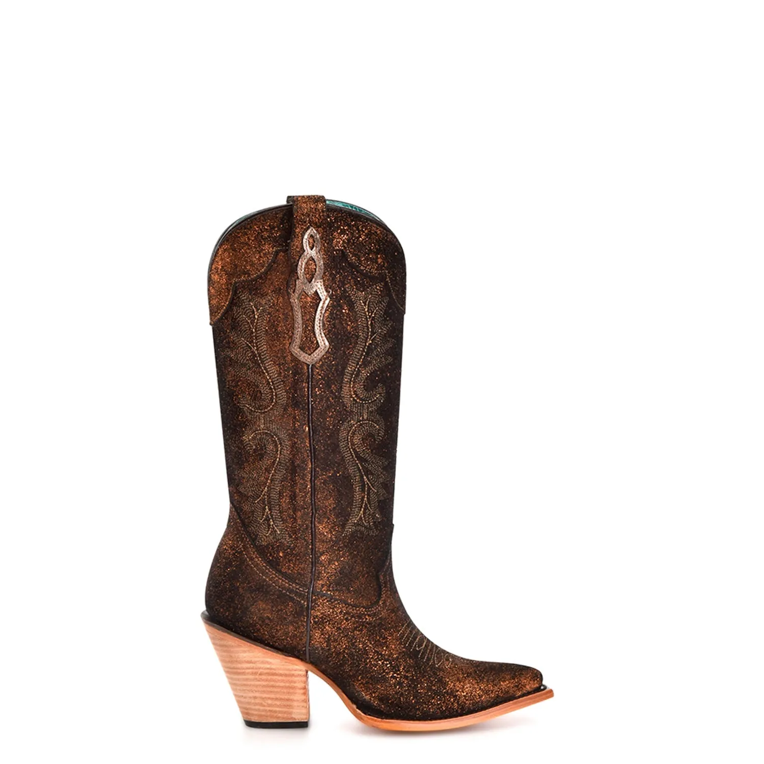 Mountain Boots Corral Womens Embroidery Blacked Pointed Toe Copper Cowhide 13in Cowboy Boots