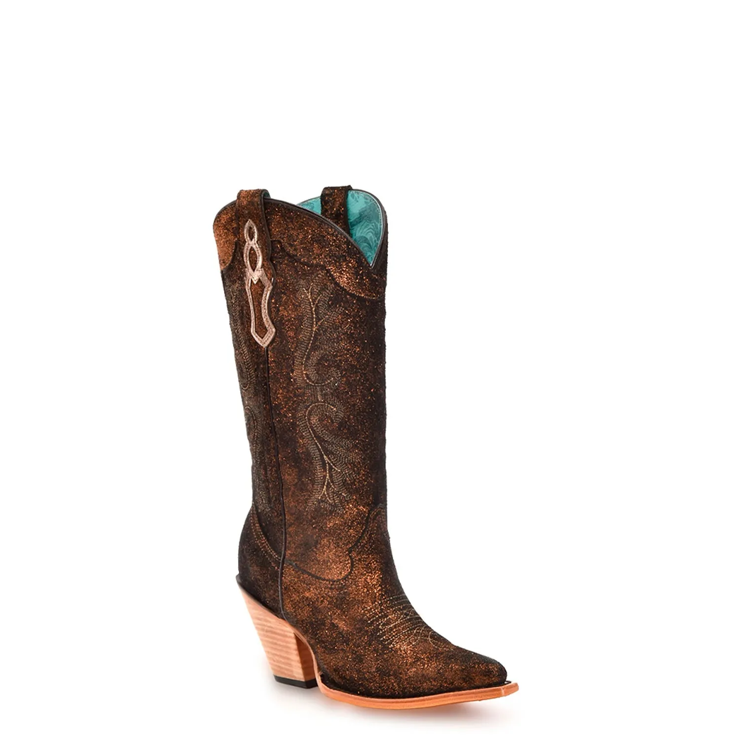 Corral Womens Embroidery Blacked Pointed Toe Copper Cowhide 13in Cowboy Boots Best Western Work Boots