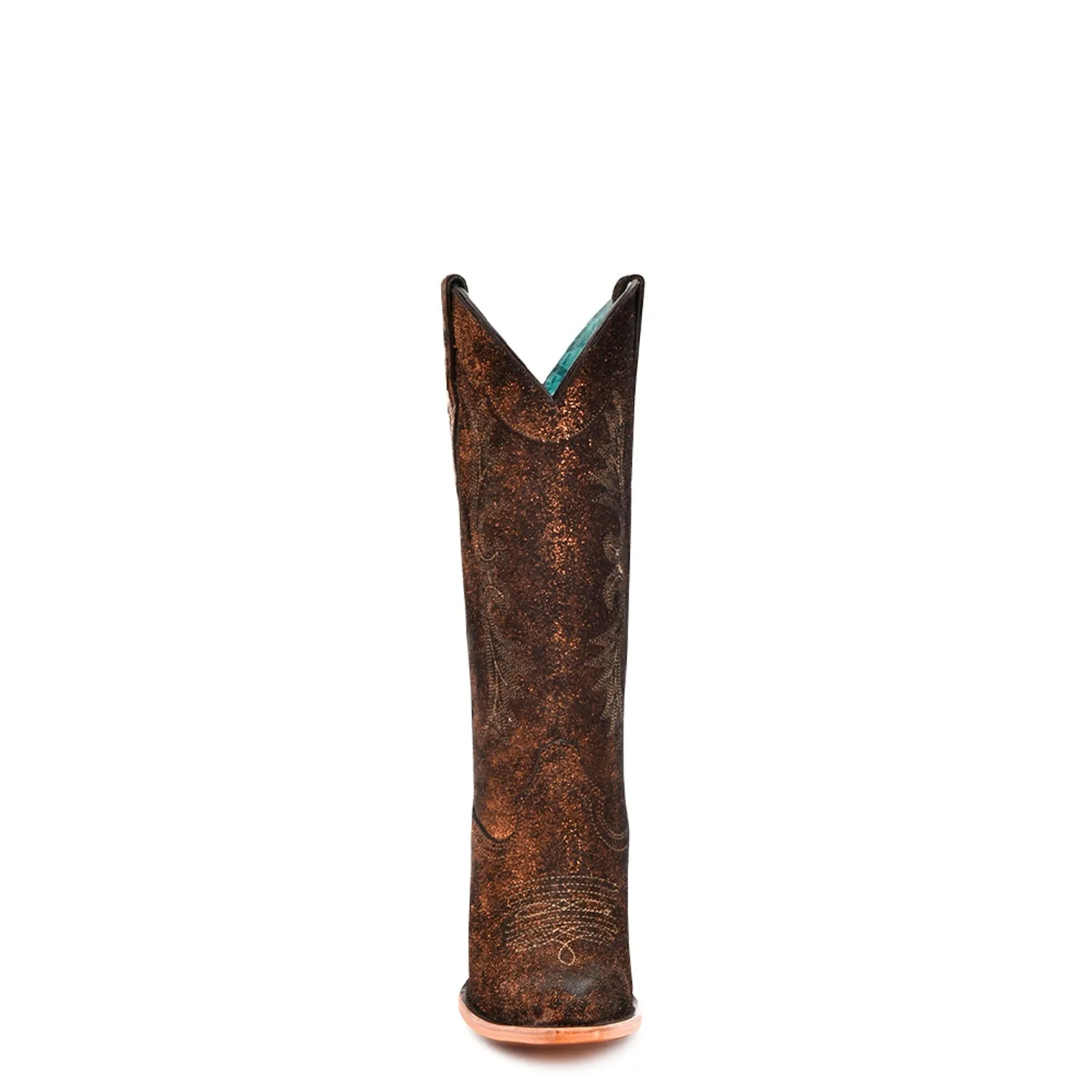 Corral Womens Embroidery Blacked Pointed Toe Copper Cowhide 13in Cowboy Boots Dog Boots Hot Pavement