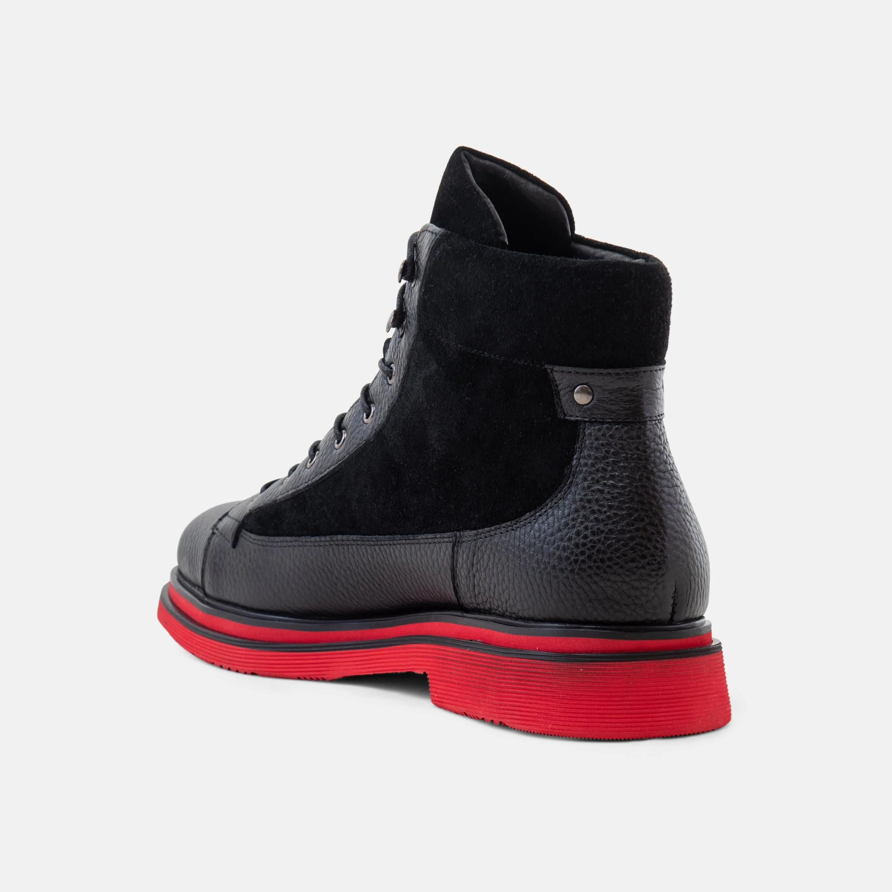 Wide Mid Calf Boots Aiden Black Leather Combat Boots