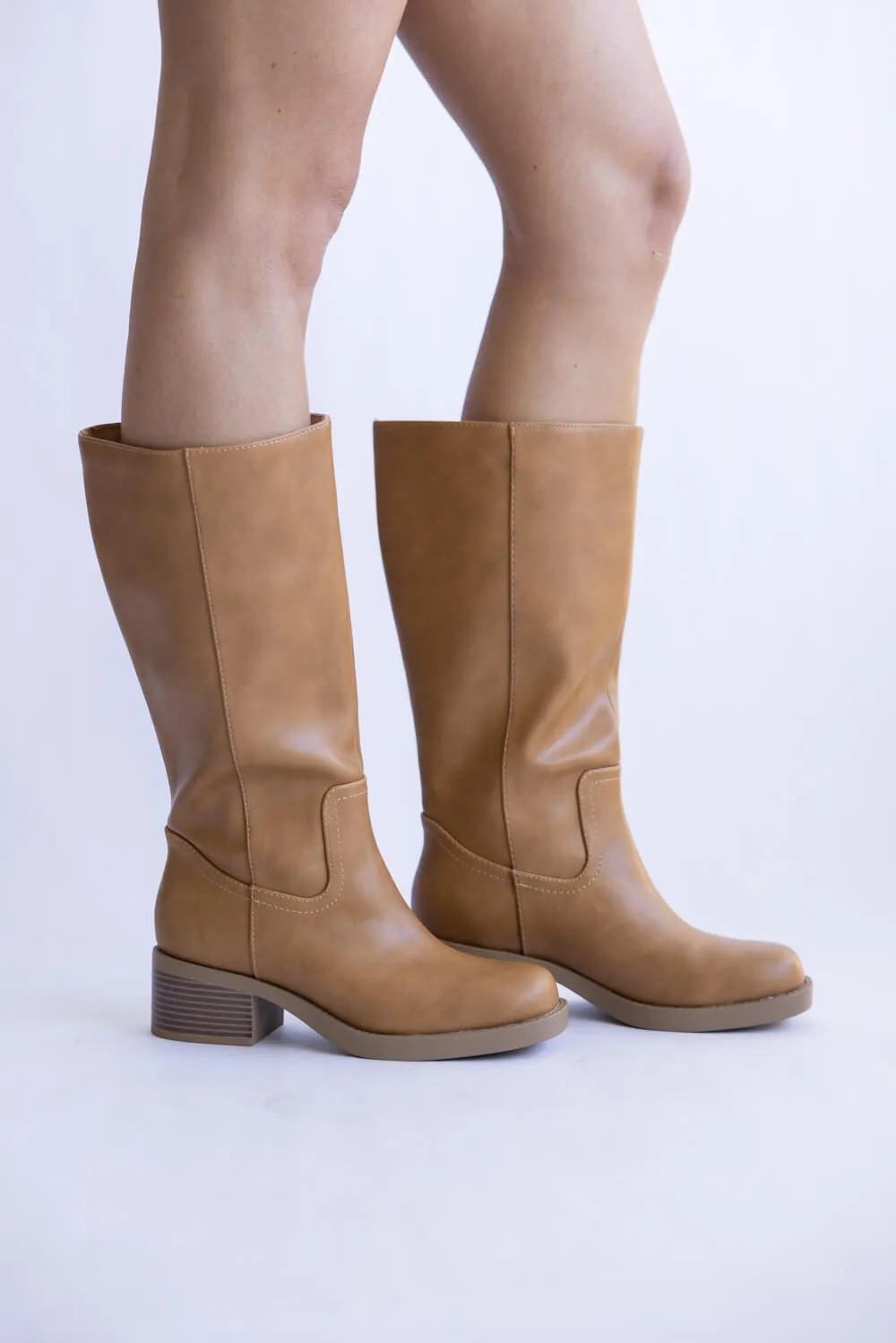 Soda Mid Calf Faux Leather Boots for Women in Natural | BELVIN-NATURAL Sidi Fast Rain Boots