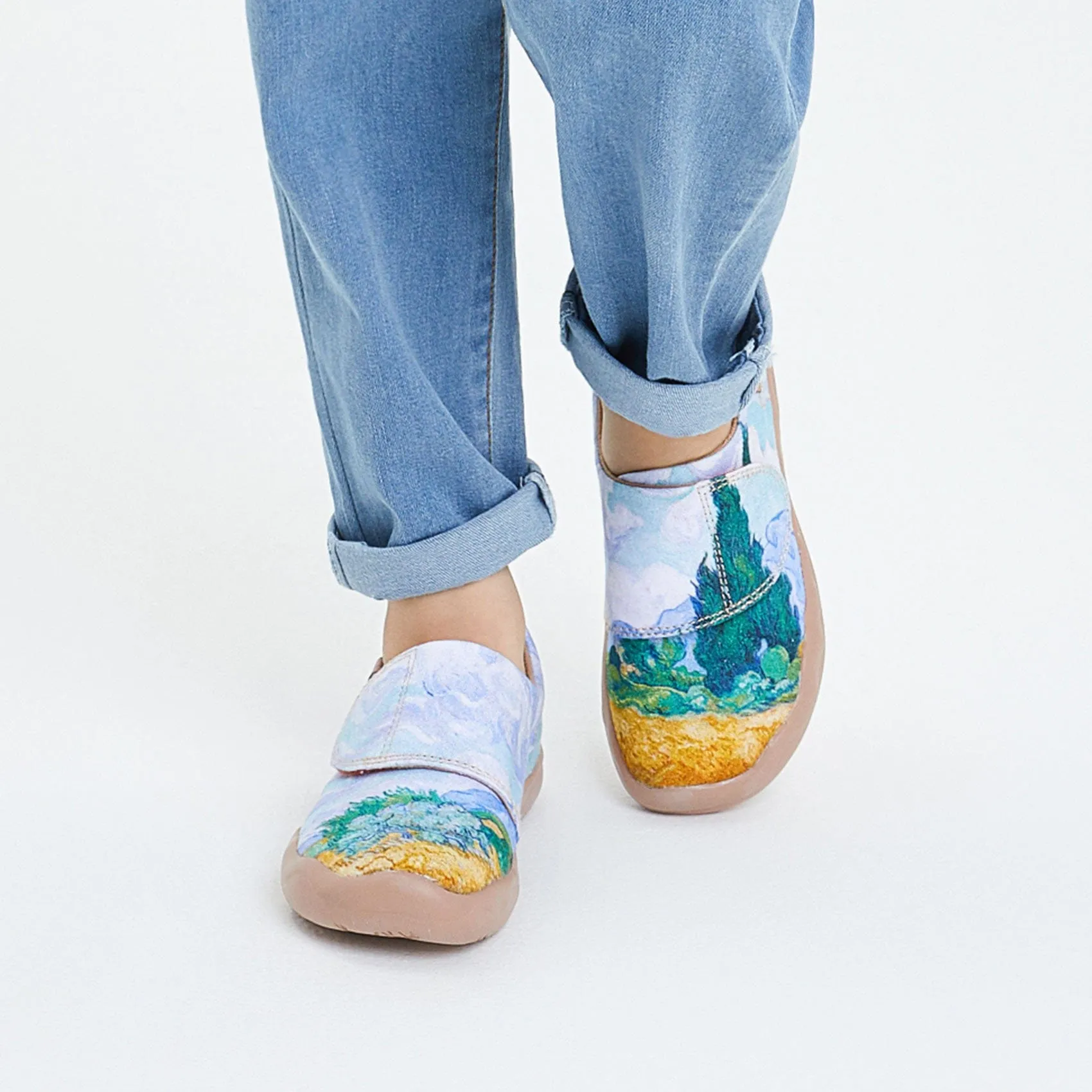 Leather Shoes Casual Wear Van Gogh Wheatfield with Cypresses Kid