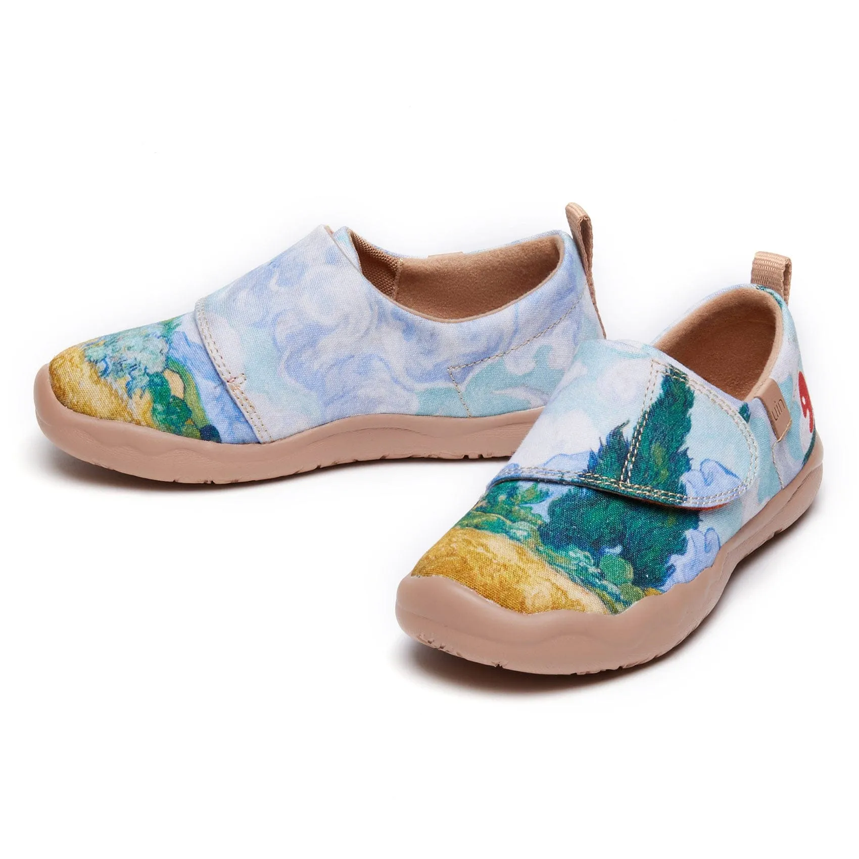 Van Gogh Wheatfield with Cypresses Kid Tan Shoes Casual