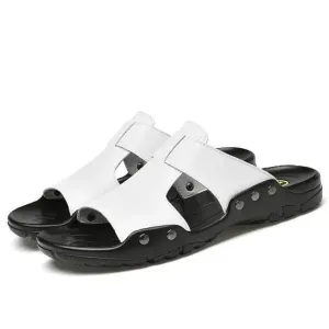 Summer Slip On Leather Sandals Japanese Wood Sandals