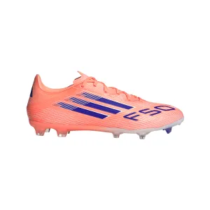 Soccer Cleats Round Studs Vs Blades adidas F50 League FG Firm Ground Shoes - Beam Orange / Lucid Blue/ Ftwr White